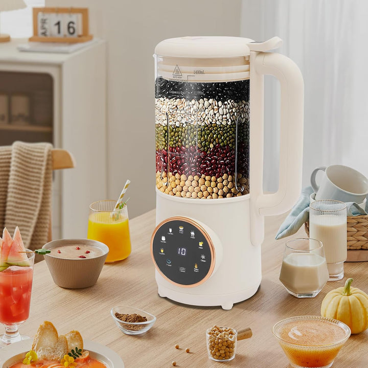 1.4L Automatische Sojamilchmaschine I Nussmilchmaschine mit 24h Timer, Selbstreinigung, 600W, 16 Kli