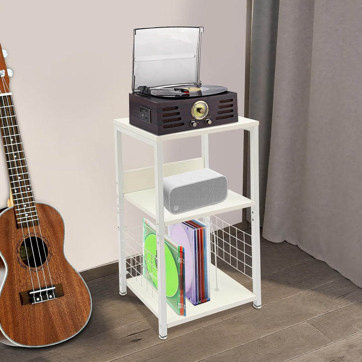 Möbelstück, Vinyl, weiss, 3 Ebenen, Eisen und MDF-Holz, Traglast 45 kg, 2