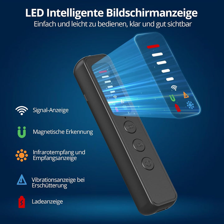 AI 7-in-1 Wanzen Detektor, Versteckte Kamera Detektor, RF Wireless GPS Tracker Finder, Abhörgerätede