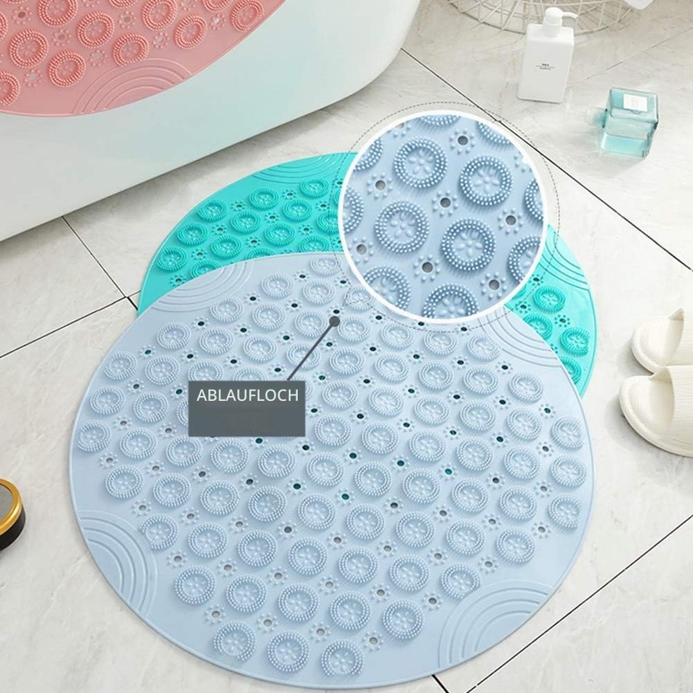 PVC Badematte, rund, Duschmatte, rutschfest, Badezimmermatte, maschinenwaschbar, Badewannenmatte mit