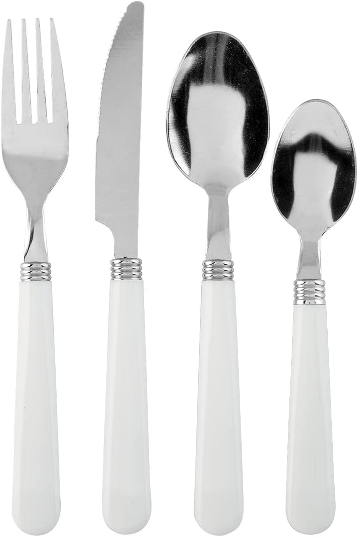 Home 756467 Besteckset 24-teilig, Edelstahl, weisser Griff, Stahl Kunststoff