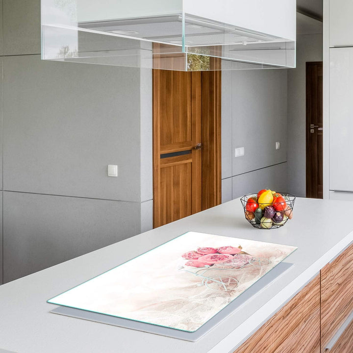 TMK | Herdabdeckplatte 90x52 cm Glas Ceranfeldabdeckung Induktion Herdschutz Spritzschutz Glasplatte