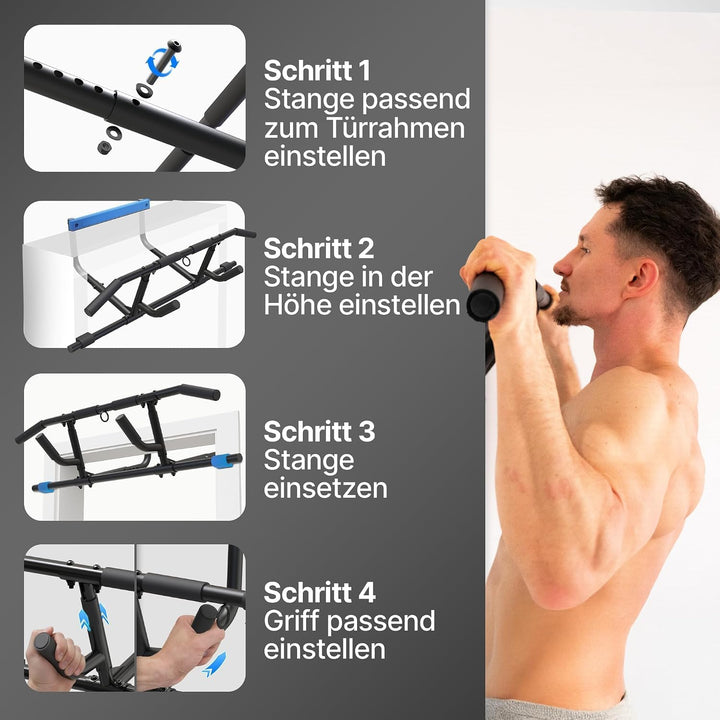 NEOLYMP Premium Klimmzugstange Türrahmen - Türreck mit einstellbarer Höhe, Breite &amp; Tiefe 15–43 cm -