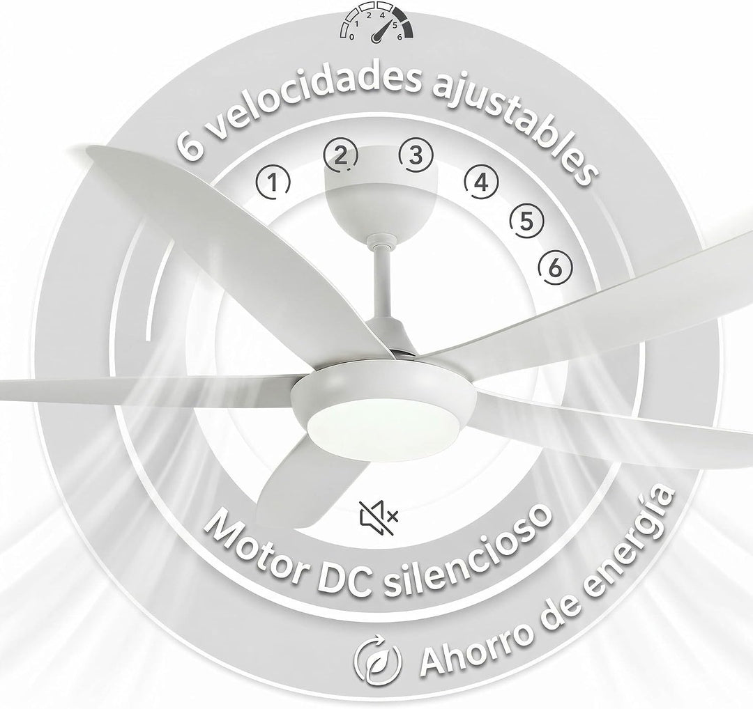Woox Deckenventilator mit Licht, 137 cm, moderner Ventilator in Holzfarbe, dimmbare LED, 3000 K - 60