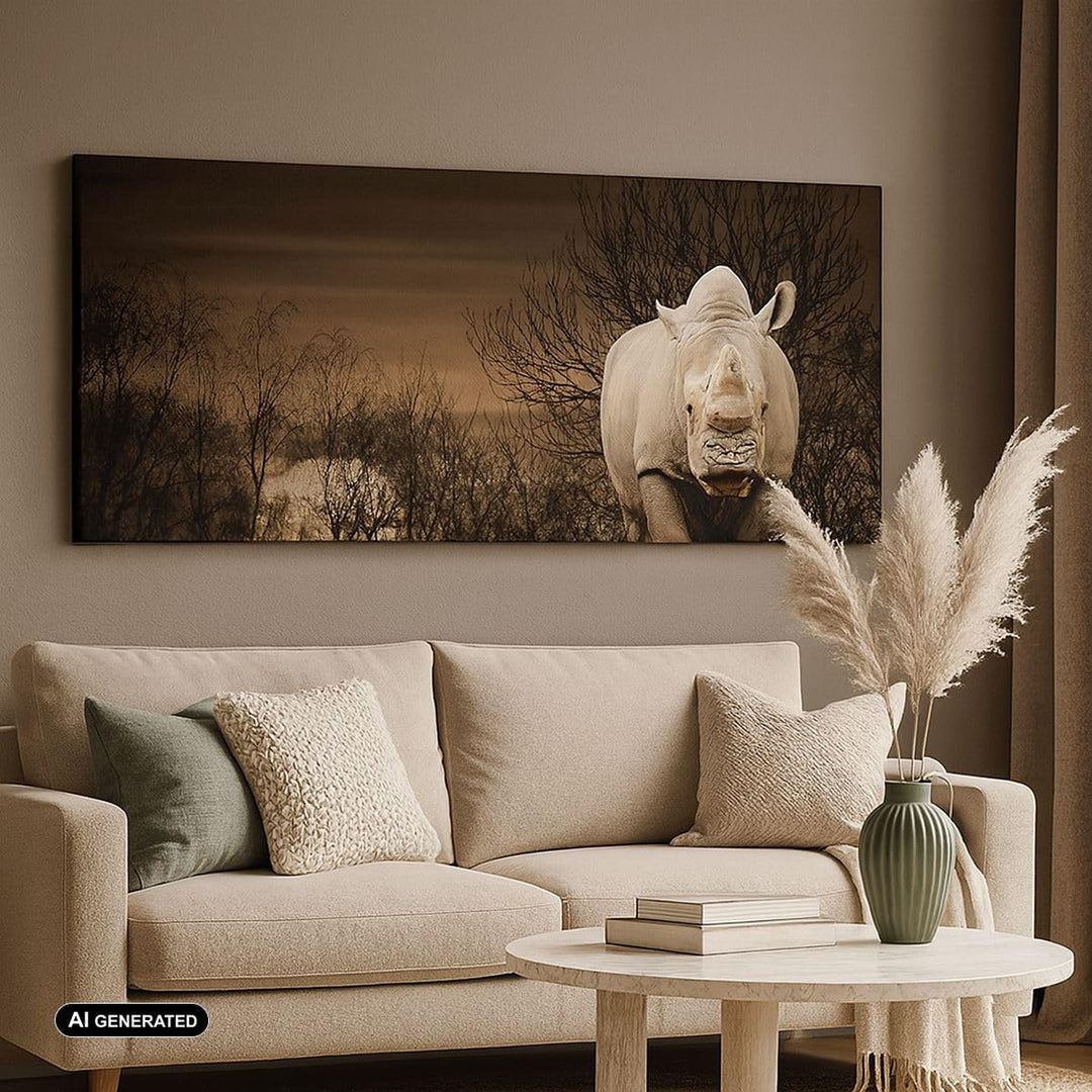 Wandbilder Dekoration Wohnzimmer Tier Nashörner Insekten Panorama Bilder auf Leinwand 120x50cm Leinw
