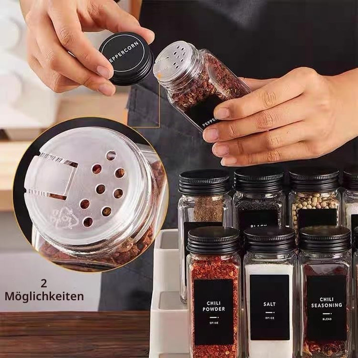 24 stück 120ml Gewürzgläser eckig luftdicht,Gewürzdosen Set Glas,Gewürzbehälter Spice Jars, Gewürze