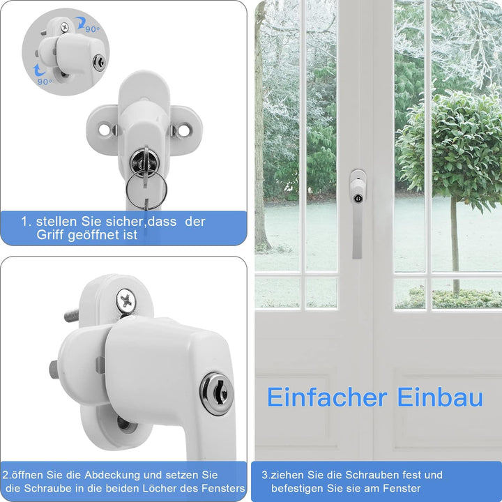 Herrselsam 12 Stück Fenstergriff Aluminium, Abschliessbar Sicherheitsfenstergriff Fensterschloss Kin