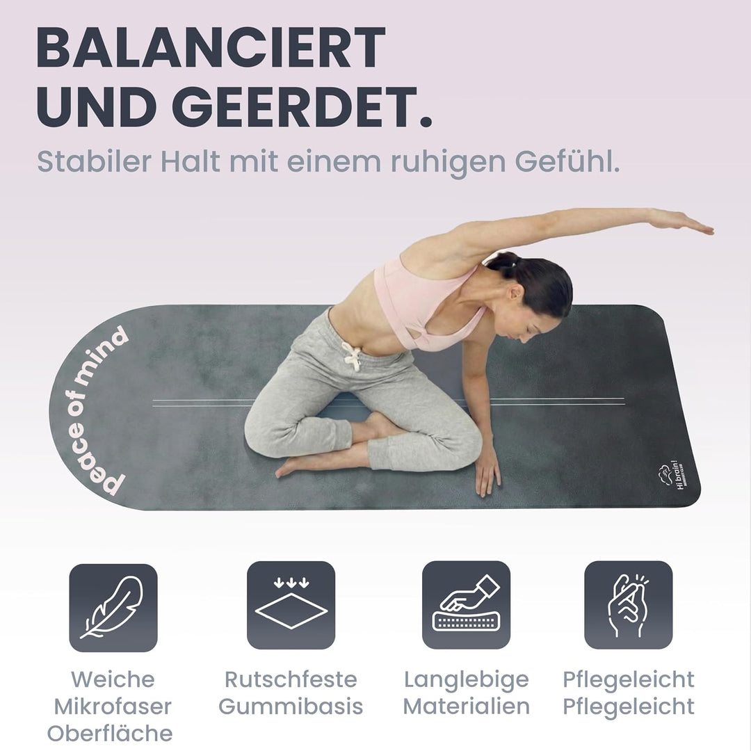 Premium Yoga Matte – Mikrofaser &amp; Naturkautschuk, Extra Breit 68cm - Meditationsmatte, Pilates Matte