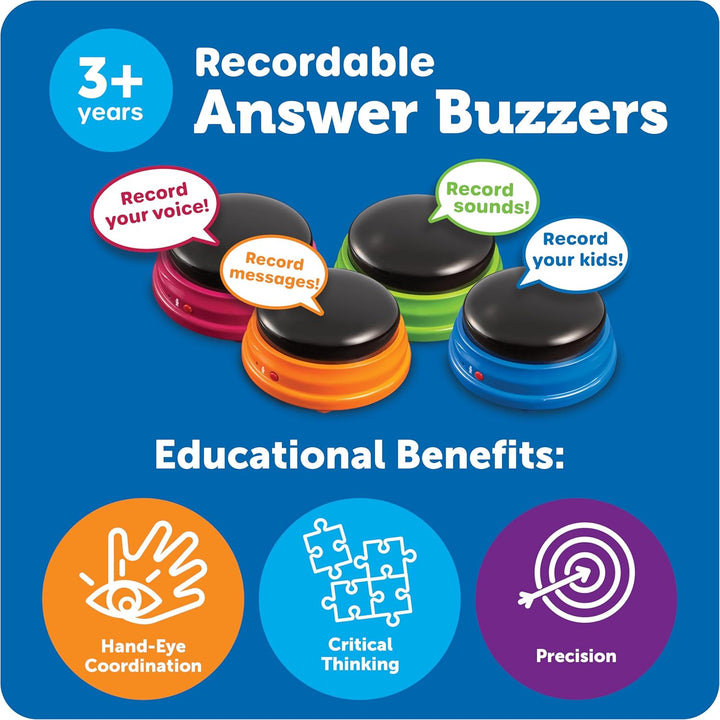 Learning Resources LER3769 Resources Buzzer mit Aufnahmefunktion (4 Stück), (Umverpackung kann abwei