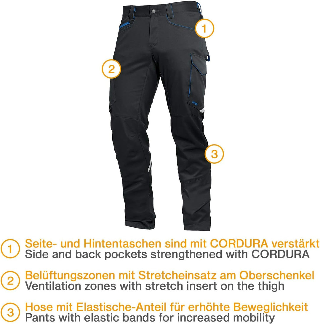 Uvex Suxxeed 7424 Herren-Arbeitshose - Blaue Männer-Cargohose 98 Graphit, 98 Graphit