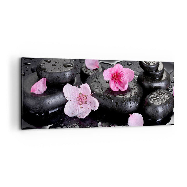 Wandbilder Dekoration Wohnzimmer Blumen Steine Tropfen Spa Panorama Bilder auf Leinwand 120x50cm Lei
