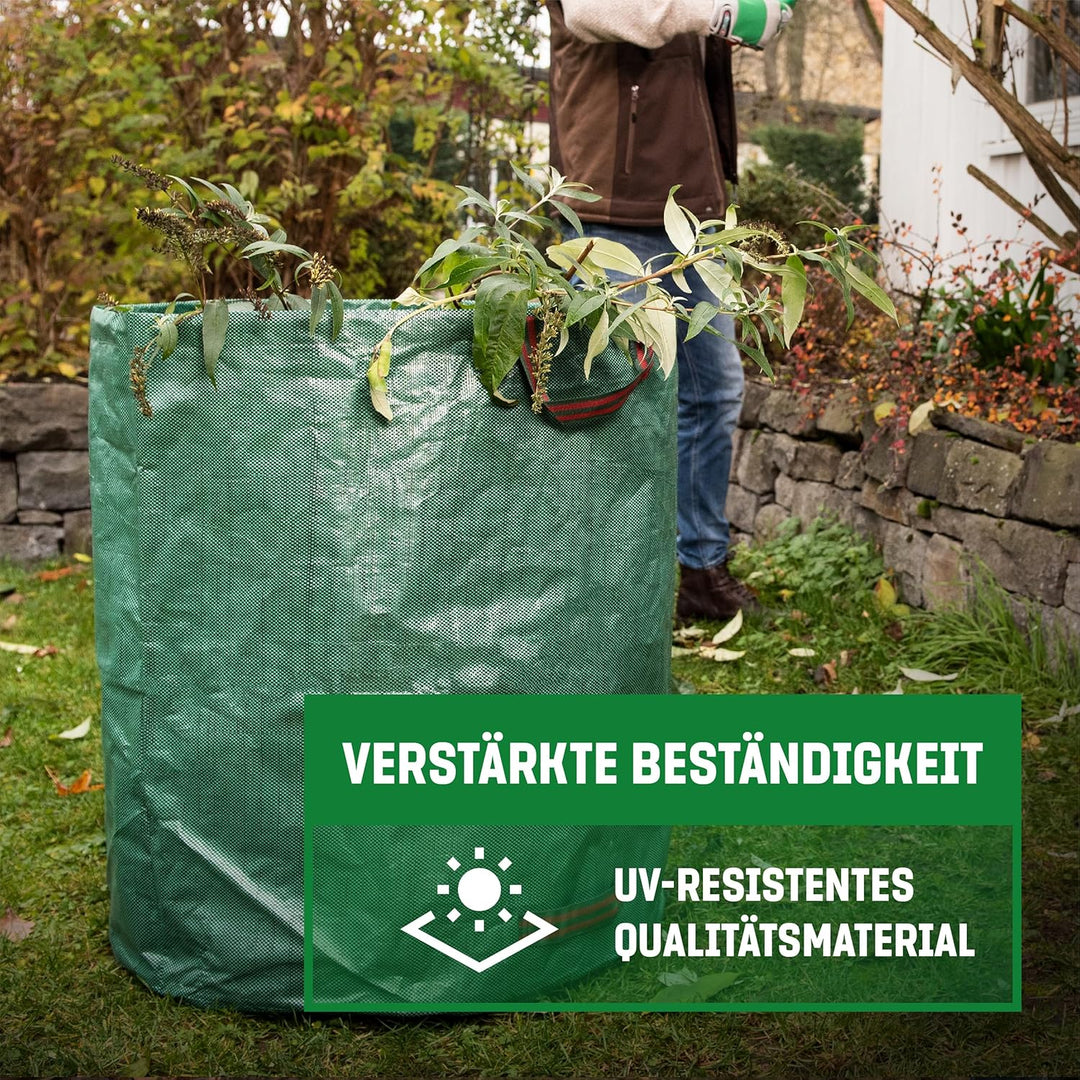 GardenGloss 3x Gartenabfallsack mit Griffen - 272L Gartensack Laubsack - UV-Stabil und Wasserabweise