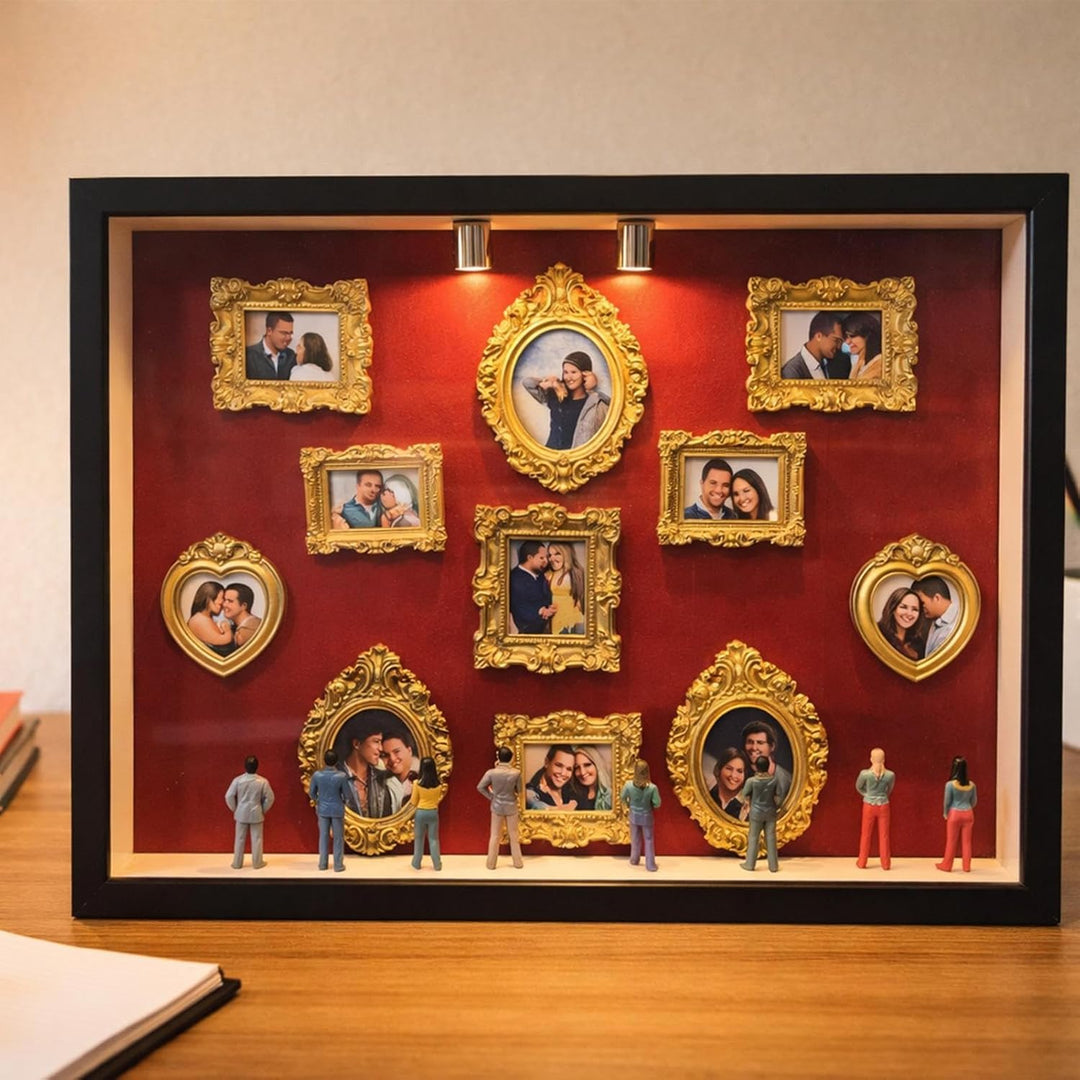 DIY Mini Museums Silhouette Box - Mini Museumsrahmen Mit Beleuchtung, Retro-Goldrahmen &amp; Figuren, Si
