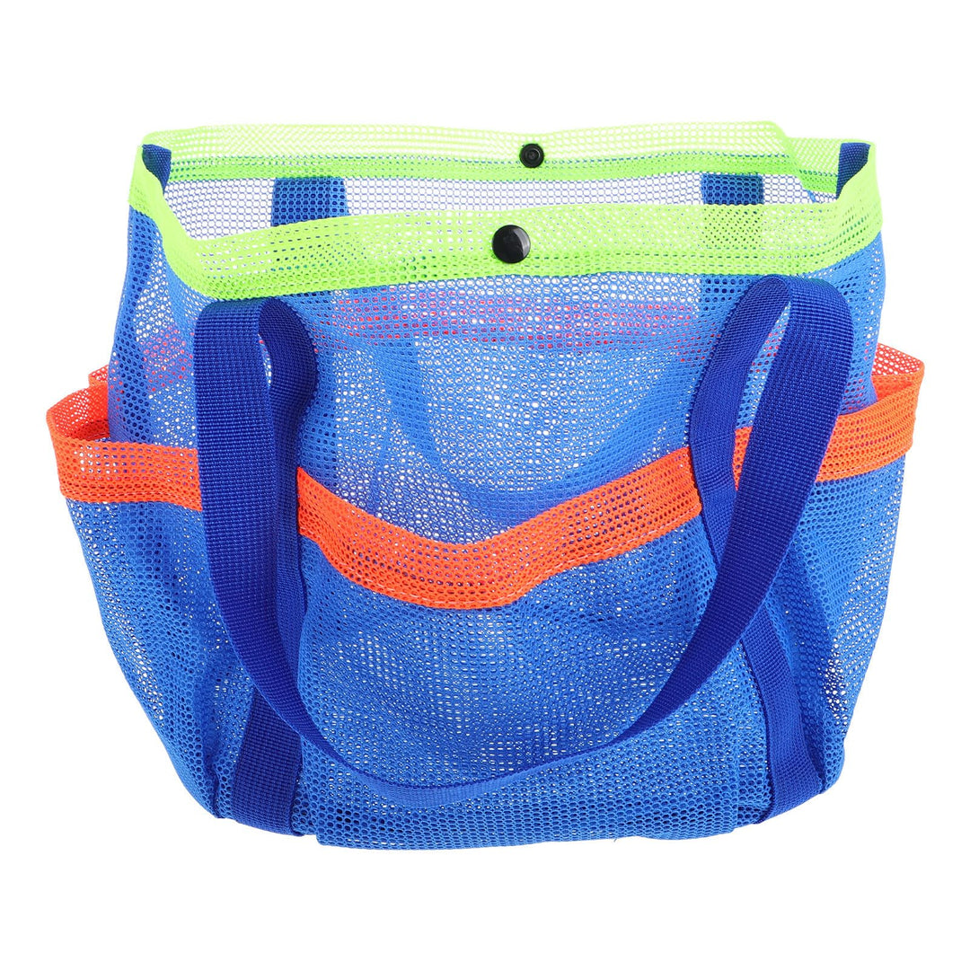 Cabilock Strandtasche Strandhandtasche mit Mehreren Fächern Netzgewebe Polyester Blau Atmungsaktiv L