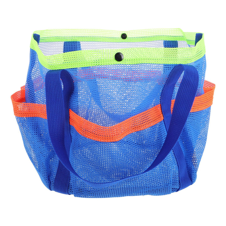 Cabilock Strandtasche Strandhandtasche mit Mehreren Fächern Netzgewebe Polyester Blau Atmungsaktiv L