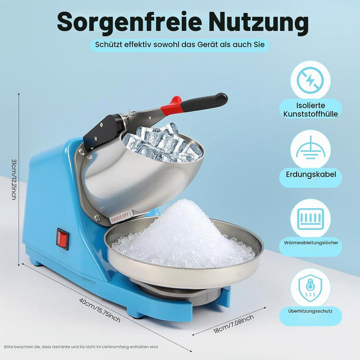 Elektrischer Ice Crusher, Edelstahl Eiszerkleinerer Crusheisbereiter, Kapazität von zerstossenem Eis
