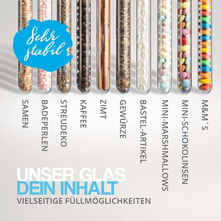 Tuuters Glas Reagenzglas mit Korken 25 Stück (140 x ø 16 mm) Gewürzgläser | Reagenzgläser für Blumen
