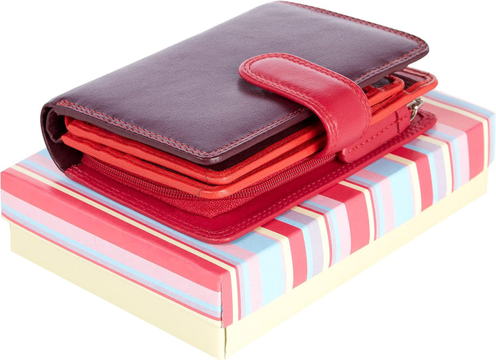VISCONTI Twofold Leder Damen Geldbörse Rainbow Mehrfarbig Purse(RB51) RFID M Plum Multi, M Plum Mult