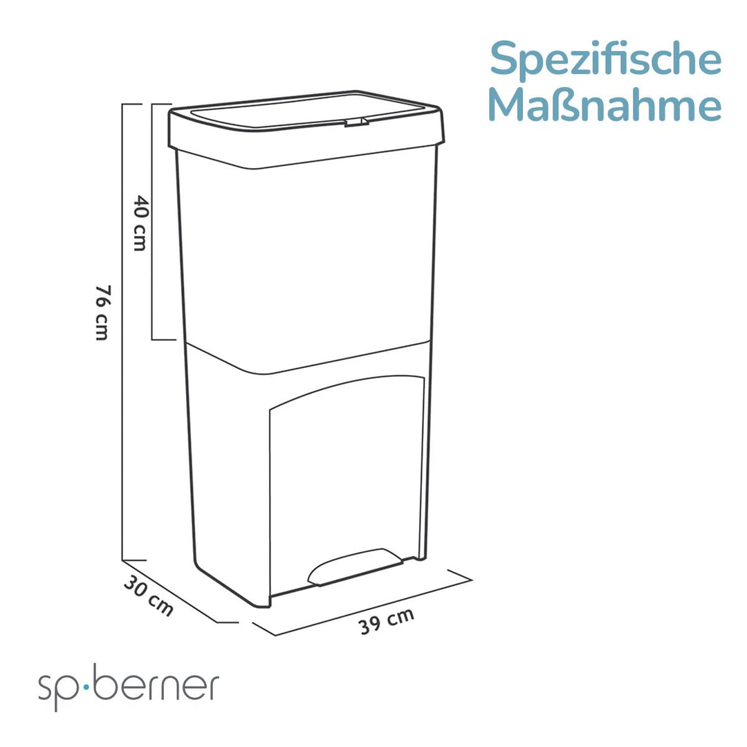 Müll- oder Recyclingbehälter 70L, VERTIKAL, 2 Fächer, Abfallbehälter, 76 cm, einfache Handhabung