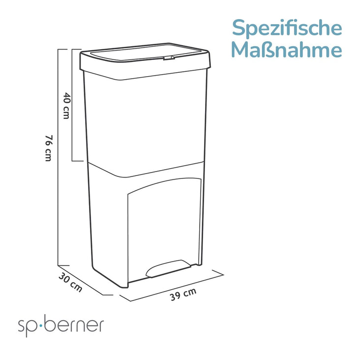 Müll- oder Recyclingbehälter 70L, VERTIKAL, 2 Fächer, Abfallbehälter, 76 cm, einfache Handhabung