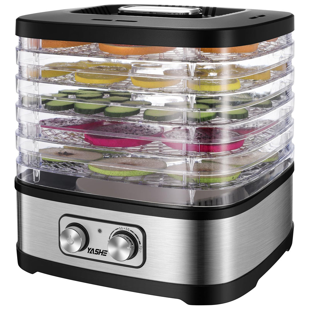 YASHE GGJ-261A Dörrautomat mit 5 höhenverstellbaren Tabletts, Temperaturregelung von 35-70°C, 240 Wa