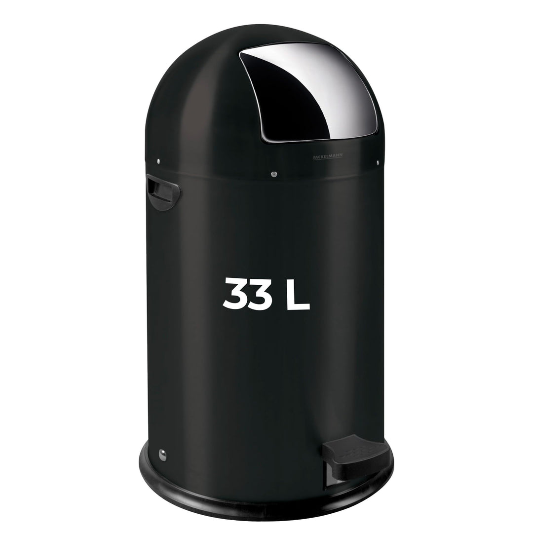 FACKELMANN ROME Pedal-Abfallsammler 33L Schwarz matt – Stilvoller Abfalleimer in Retro-Design mit ro