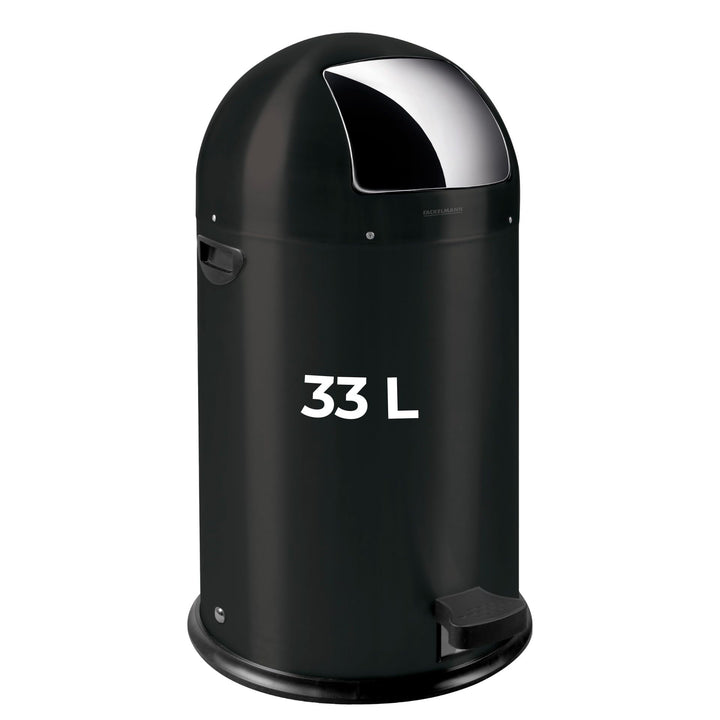 FACKELMANN ROME Pedal-Abfallsammler 33L Schwarz matt – Stilvoller Abfalleimer in Retro-Design mit ro
