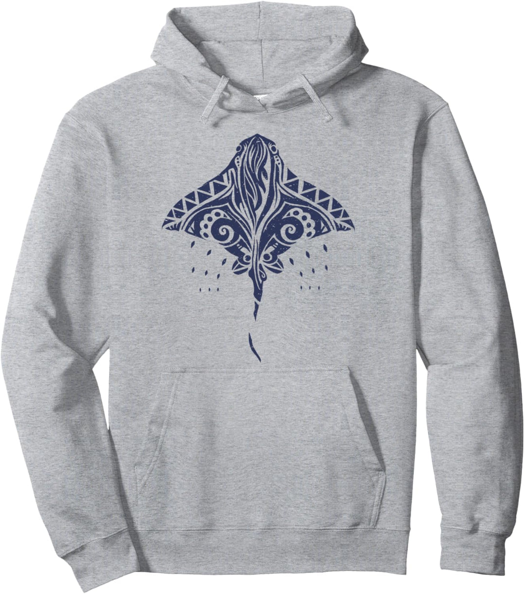 Tribal Stachelrochen Blaues Meerestier Meeresleben Pullover Hoodie