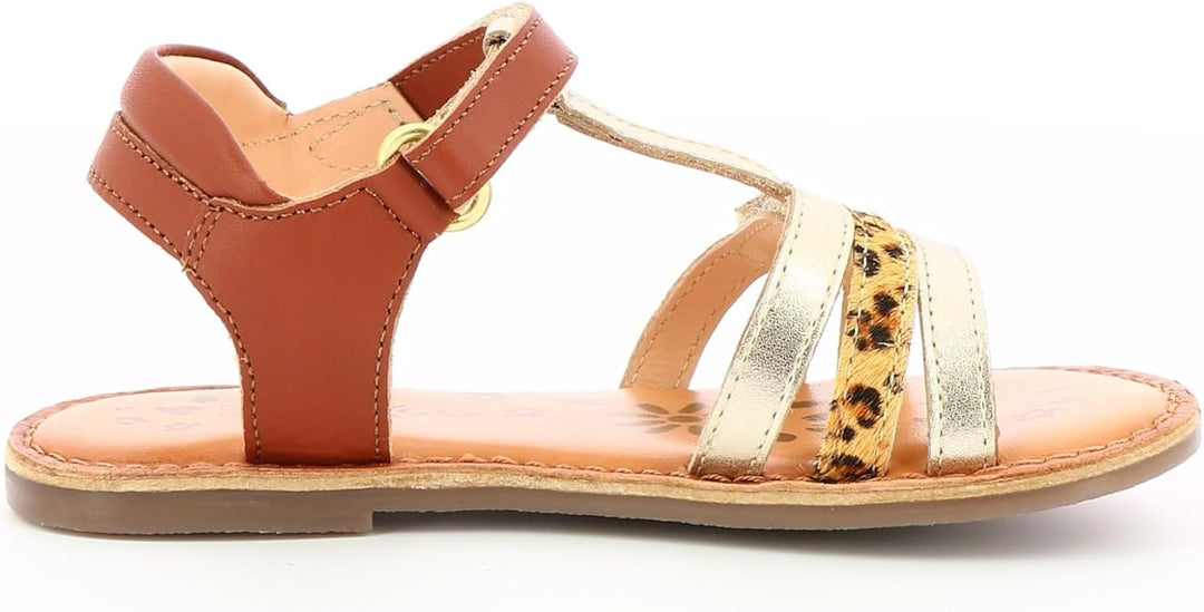Kickers Diamanto Sandalen/Sandaletten Madchen Rosa/Gelb Sandalen/Sandaletten Shoes 24 EU Camel Leopa