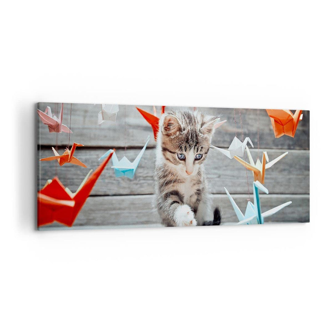 Wandbilder Dekoration Wohnzimmer Katze spass origami Panorama Bilder auf Leinwand 120x50cm Leinwandb