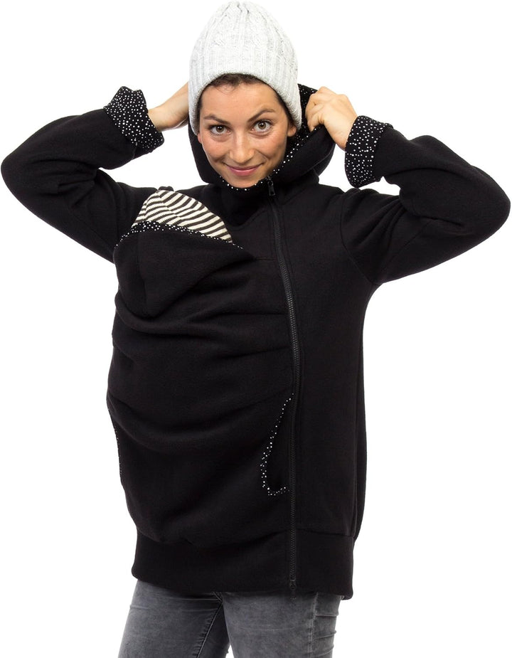 Viva la Mama Kängurujacke, Tragejacke für Baby aus Fleece - AHOI L Schwarz /Kosmos, L Schwarz /Kosmo