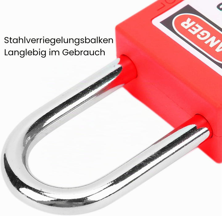 Sicherheits Vorhängeschlösser Set, 10er, 38 Mm, Sicherheitsverriegelung, Nylon-Verriegelung, Tag-Out