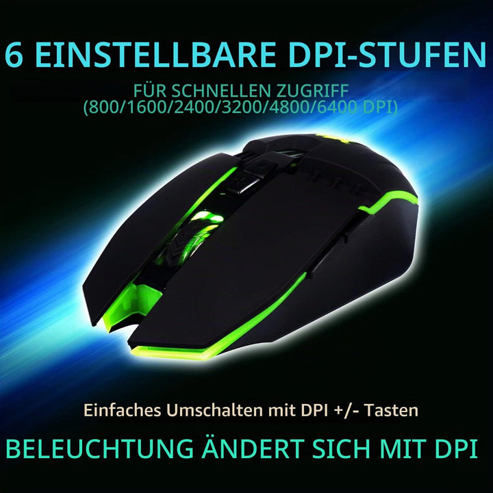 LYCANDER LMC378 Gaming-Maus, kabelgebunden, Optische USB-Mäuse mit Einstellbarer Dpi, bis zu 6400, 7