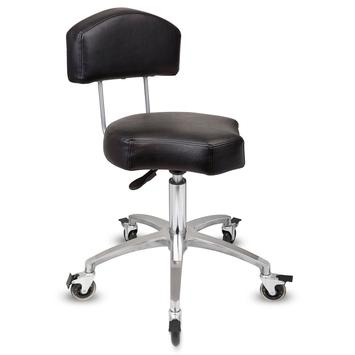 Staboos Rollhocker bis 160 kg - Ergonomisch geformter Sitz mit Bremse und Lehne - Drehhocker (Premiu