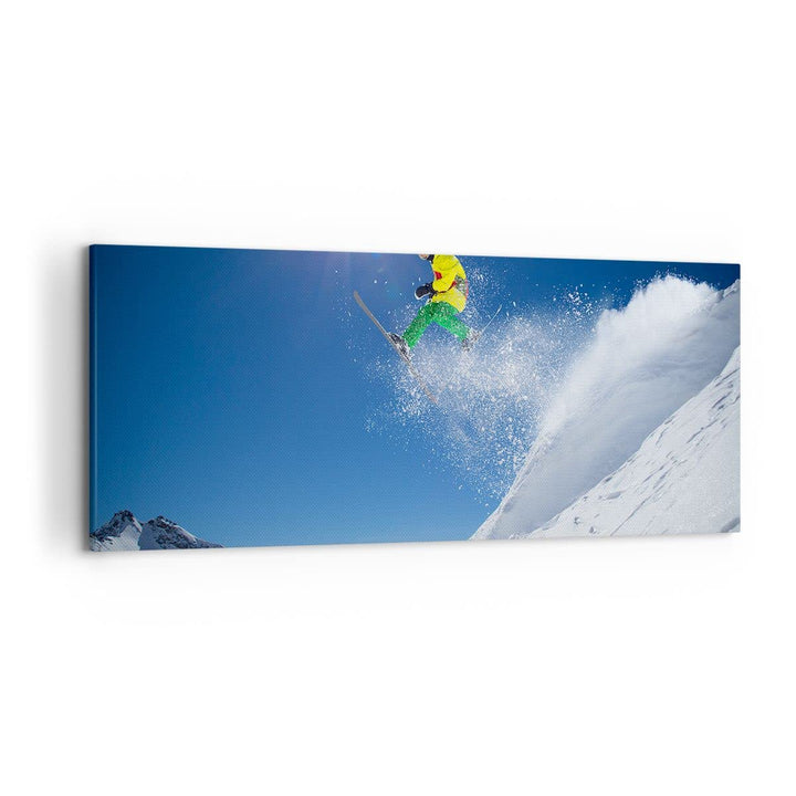 Wandbilder Dekoration Wohnzimmer Ski Winter Schnee Berg Panorama Bilder auf Leinwand 120x50cm Leinwa