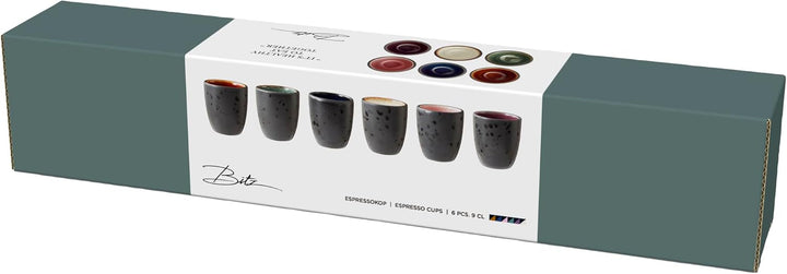 BITZ Espresso Tassen Set, Espressotassen Steingut, Schöne Espressobecher aus Keramik, Dänisches Desi