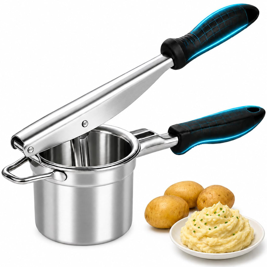 Kartoffelpresse Edelstahl, Spaghettieispresse mit abgerundetem Komfortgriff