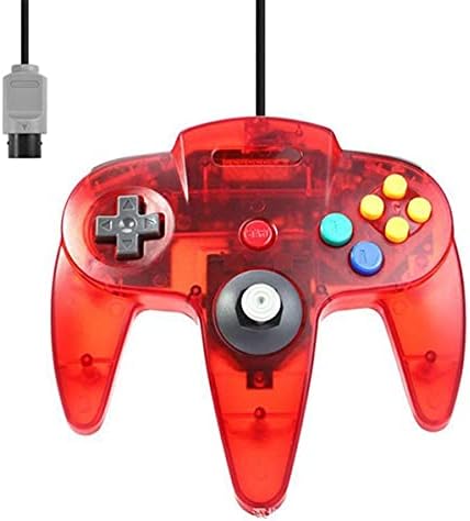 2 Controller Für Nintendo 64 N64 Farbe nach Wahl Kabelgebunden Gamepad Joypad (Rot/Grün Transparent)