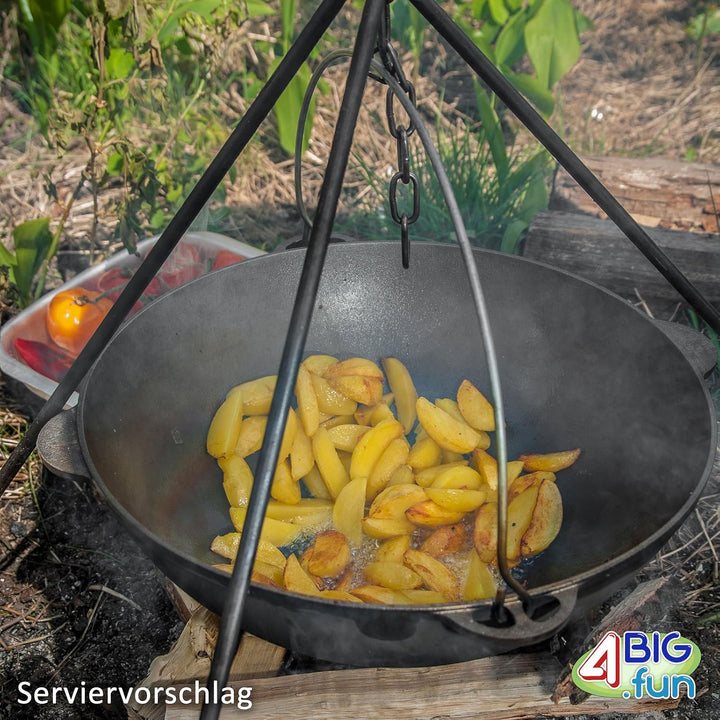 Schwenktopf 8L Camping Kazan aus Gusseisen Kasan Bräter Campingtopf Cast Iron Kessel Asia WOK Gulasc