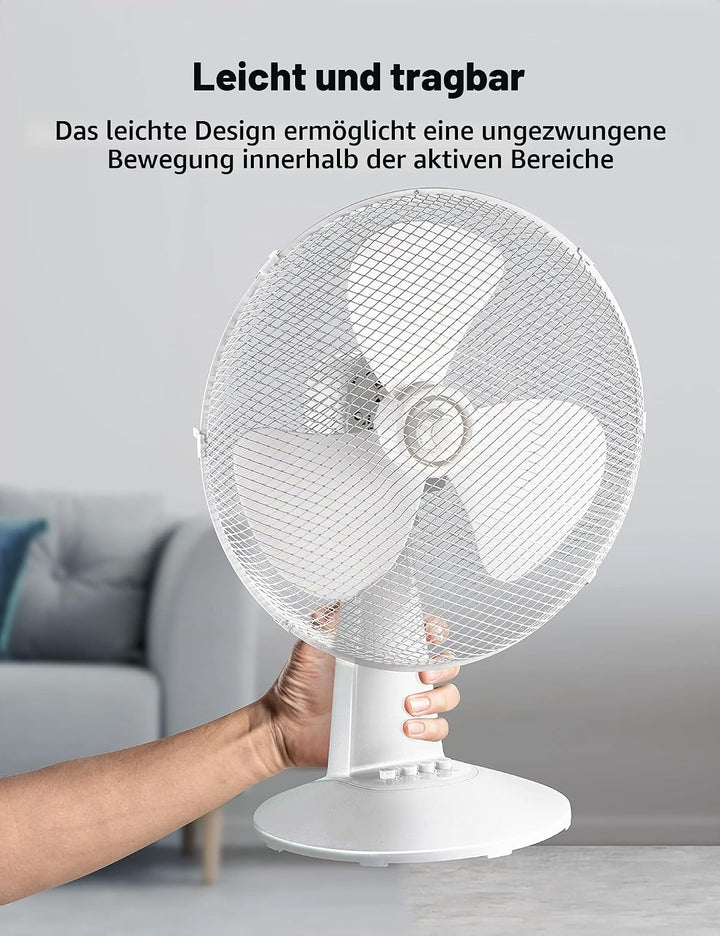 Midea FT40-21M Tischventilator, 40 W, Durchmesser 40 cm, leiser Ventilator mit 3 Flügeln, 3 Geschwin