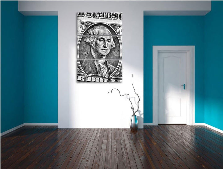 Pixxprint Geldschein Dollar als Leinwandbild - Grösse: 3-Teilig (120x80cm) - Wandbild - Kunstdruck -