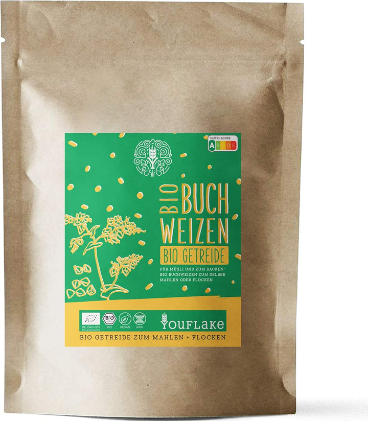 KoMo KoMoMio weiss mit Kork-Trichter + 2,5 kg Bio Buchweizen | Made in Austria | Edelkorund und Kera