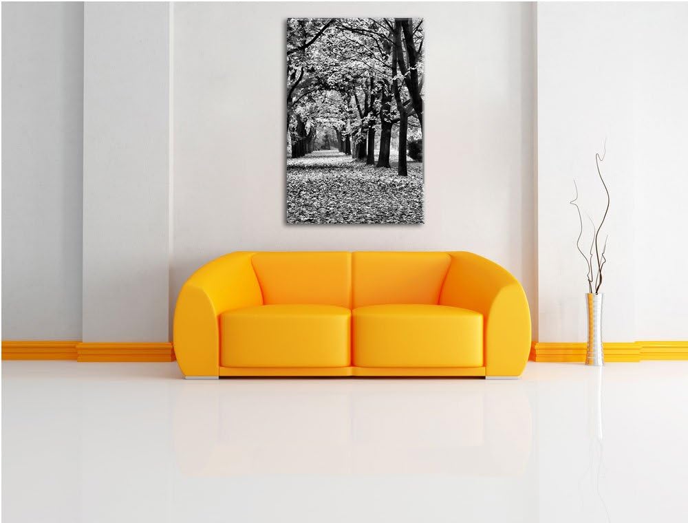 Pixxprint Baumallee im Herbst / 100x70cm Leinwandbild bespannt auf Holzrahmen/Wandbild Kunstdruck De