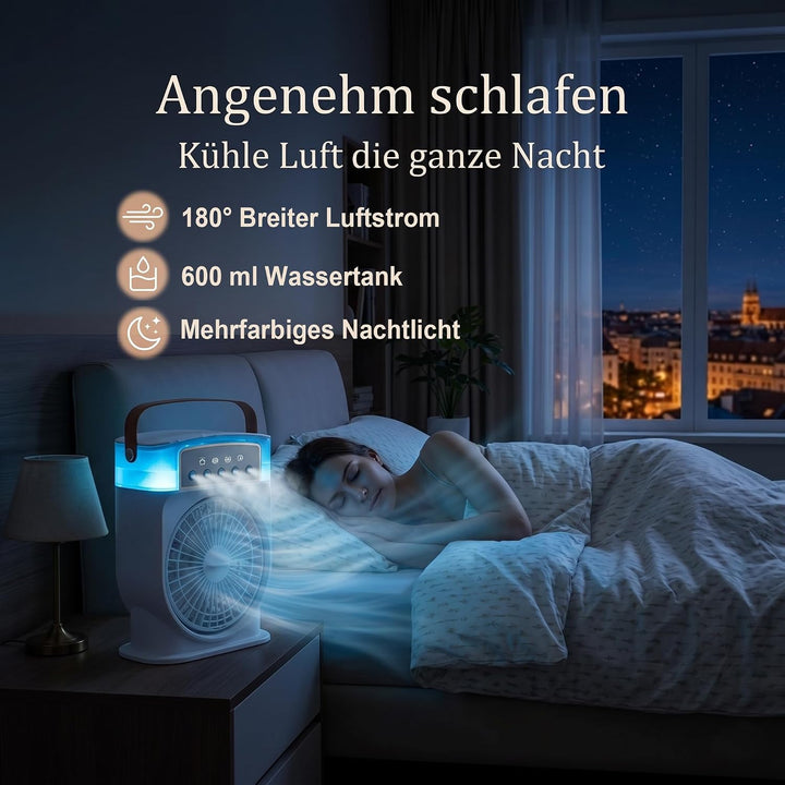 Mini Klimaanlage Mobil, Luftkühler ohne Abluftschlauch, Wassertank