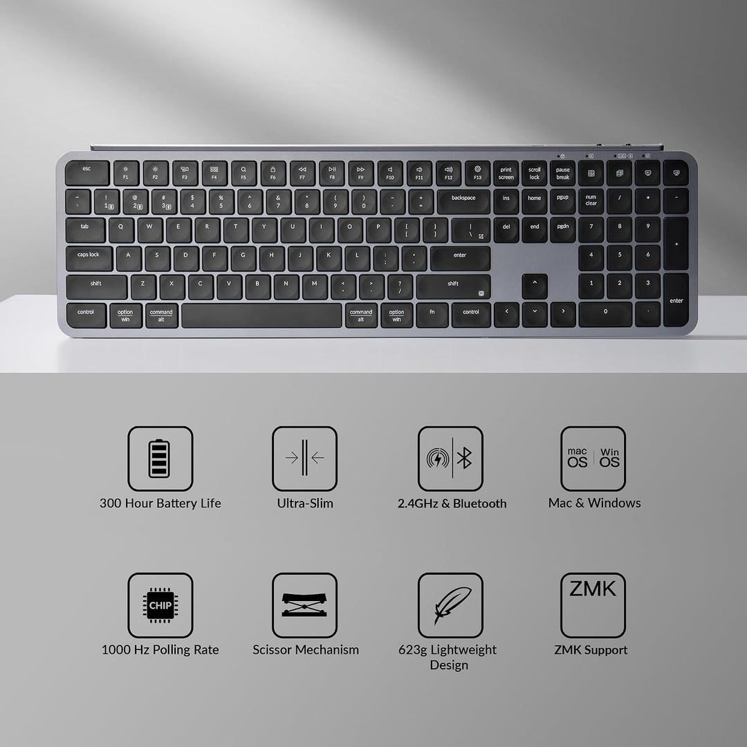 Keychron B6 Pro Wireless Tragbares Tastatur und Maus-Set, 2,4 GHz/Bluetooth 5.2/USB-C, Lange Akkulau