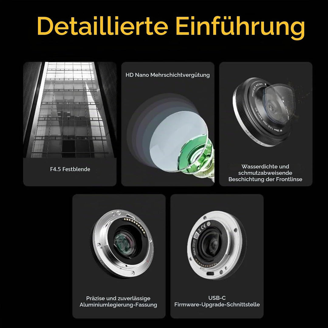 VILTROX AF 28mm F4.5 Vollformat Pancake Objektiv für L Mount Kamera, Autofokus Chips-Size Ultra-Thin