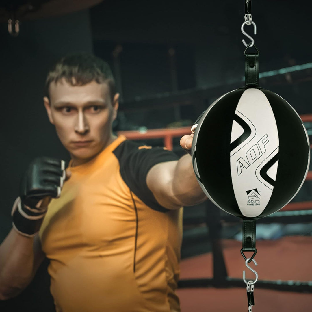 AQF Boxen Doppelendball Rex Leder Boxbirne Set MMA Punchingball Erwachsene Training Speedball Set Bl