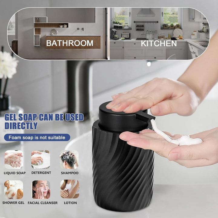Soap Dispenser, 340 ml Ceramic Soap Dispenser,Dispenser with Large Pump Head,Refillable Hand Soap Po