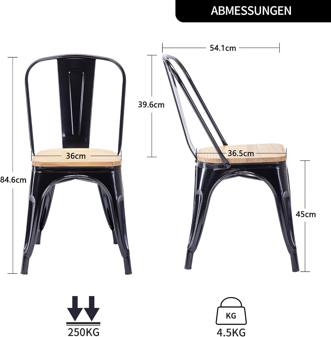 Duhome Metallstuhl Bistrostuhl aus Eisen Esszimmerstuhl mit Rückenlehne, Stapelbare Küchenstühle, Sc