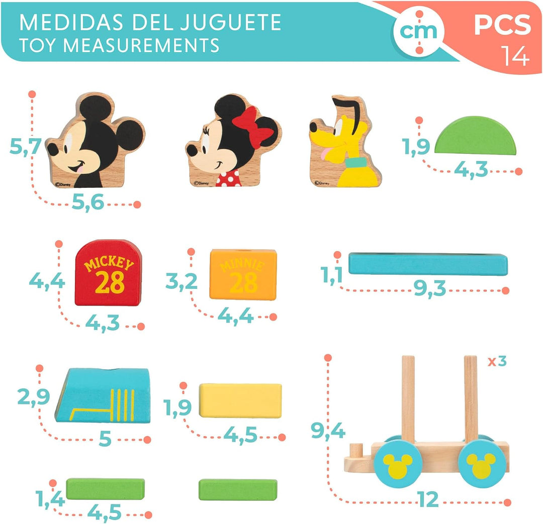 Disney WOOMAX Holzzug, zusammensteckbare Formen, Spielzeug für Kinder, 2 Jahre, Spielzeug für Babys,